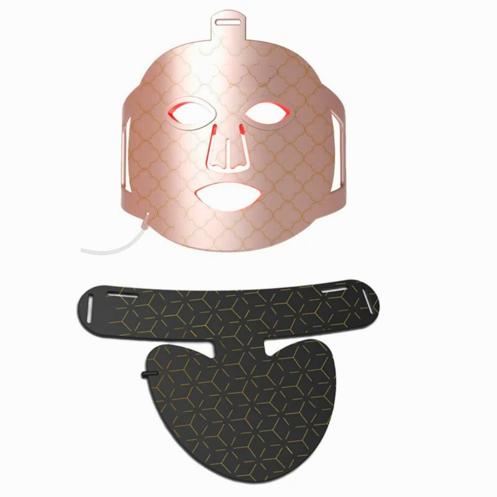 masque led visage cou et decolleté rose